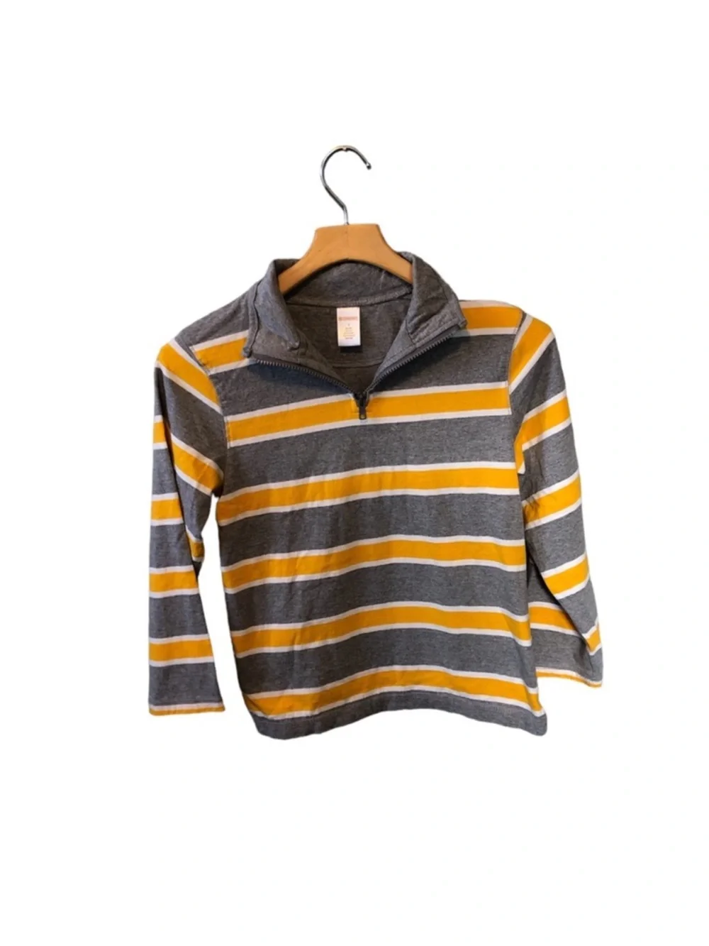 Gymboree Gray Yellow Stripe Collar Quarter Zip Pullover Size 8